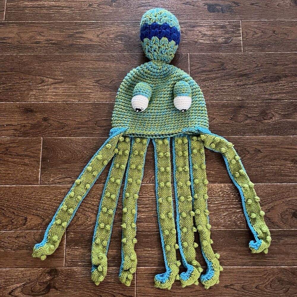 Crochet Octopus Knit Hat Unisex Cosplay Party Fun Headwear Gift Rave Festival
